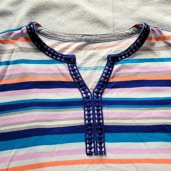 LAND'S End 3/4 Sleeve Striped V-neck Tunic XS Mint Condition - Picture 2 of 7